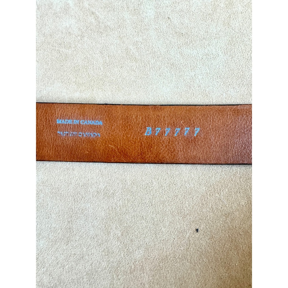 Jhane Barnes Mens Brown Upscale Designer Leather Belt Solid Brass Size 36 - Picture 4 of 9